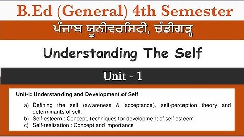 Unit - 1  | Understanding the Self | B.ed (4th sem) | Notes