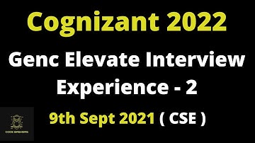 #2 Cognizant Genc Elevate Interview Experience | TR And HR Ques | CSE Candidate | 9 september 2021
