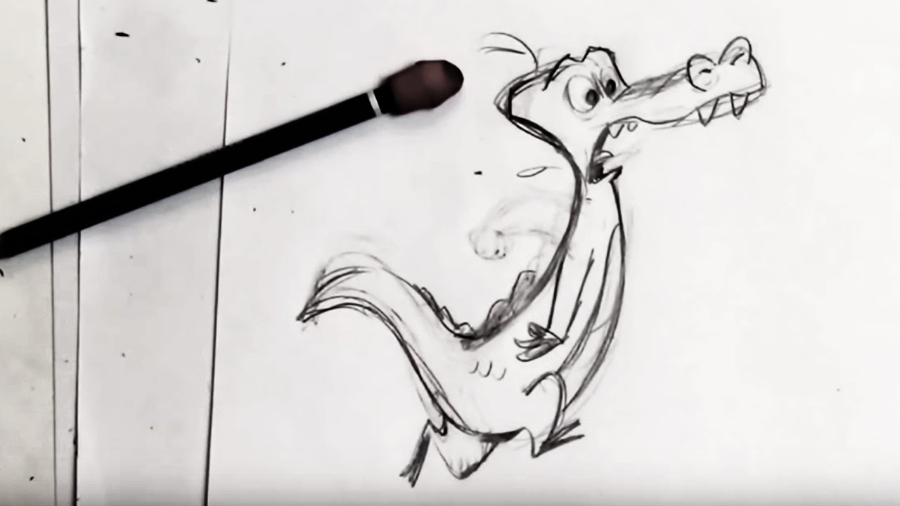 Draw A Cartoon Alligator - For Beginners - YouTube