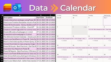 Create calendar from Excel or CSV using Outlook or Lists