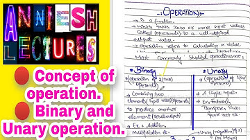 | Explanation of Operation in mathematics| concept of Binary and unary operation |Anniesh lectures|
