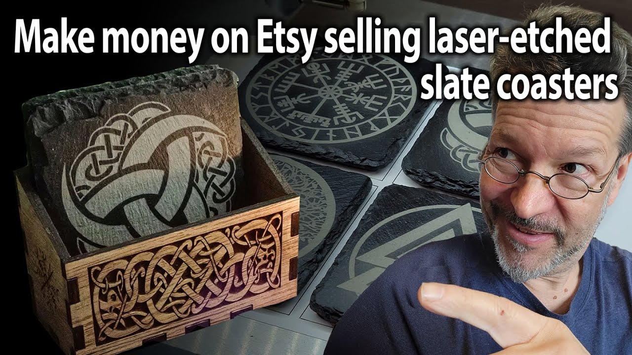 Make money on Etsy selling laser-etched slate coasters