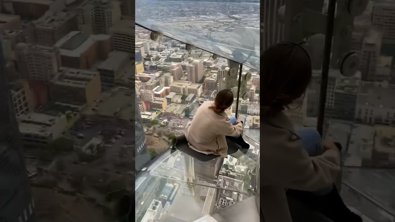 😬 The Scariest Slide in the World Dangling over Downtown Los Angeles.