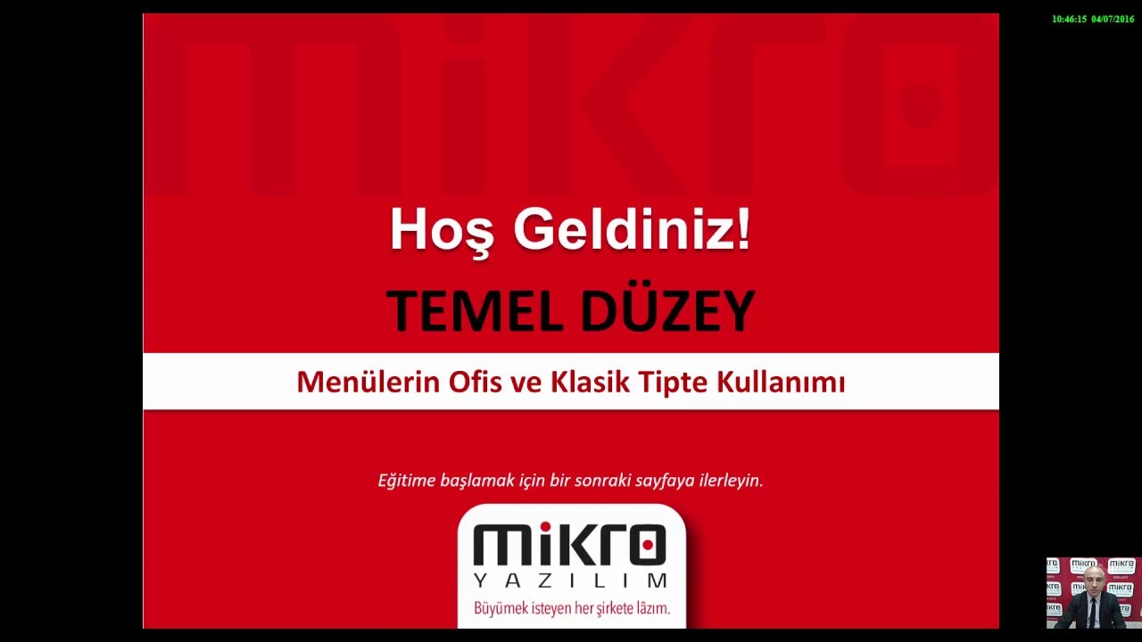 Mikro Yazılım Programlarında Menülerin Ofis ve Klasik Tipte Kullanımı Eğitimi