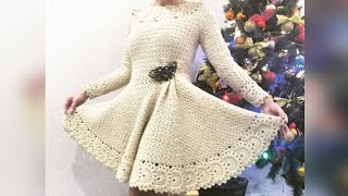 حصريا فستان كروشيه للكبار(نسائي)لشتاء2022الجزء الاولcrochet girls dress