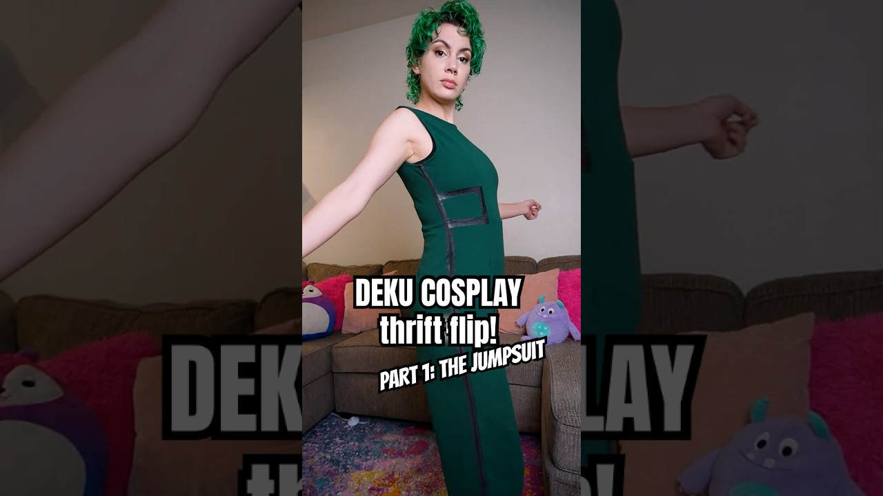 ⚠️ PART 1: Thrift flipping my Deku cosplay jumpsuit! ⚠️ #myheroacademia #thriftflip #dekucosplay