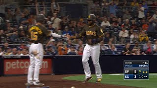 Jose pirela hits a high chopper that pops over the head of sam dyson
for an infield single, allowing manuel margot to score in 9thcheck out
http://mlb.co...