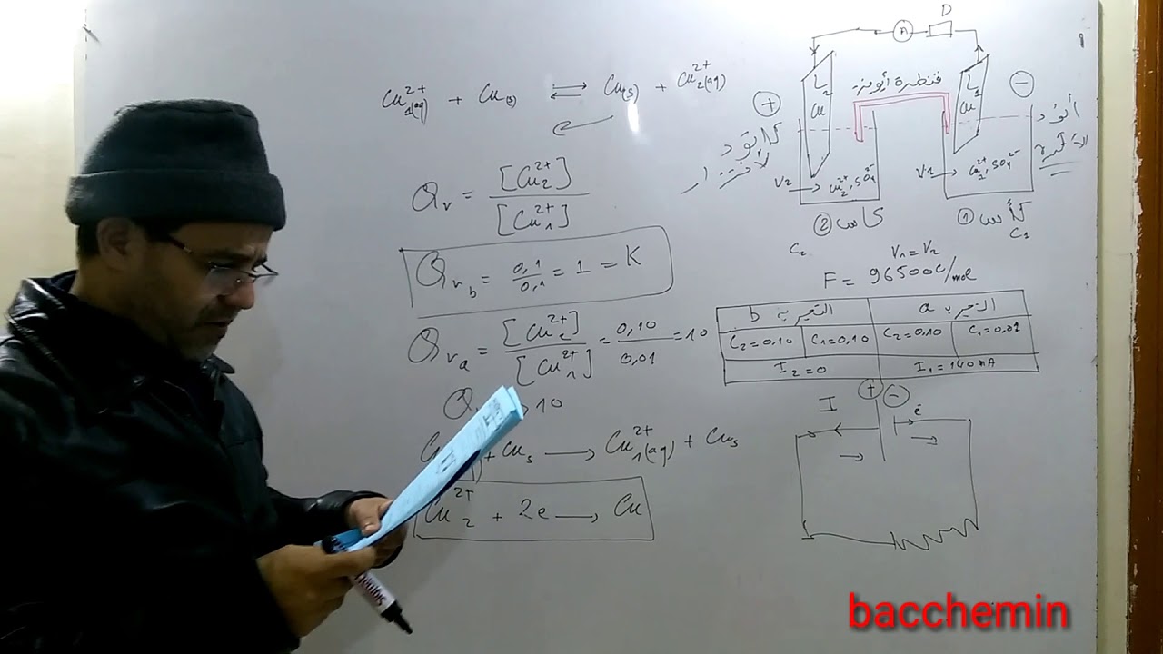 تصحيح وطني الدورة 2011 فزياء تمرين عمود بتركيز علوم رياضية bacchemin