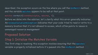 Resolving System.accessviolationexception In C Cv