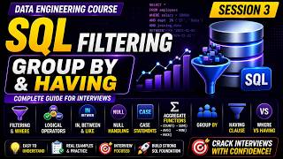 SQL Filtering, GROUP BY & HAVING Explained | WHERE, CASE, Aggregate Functions | Data Engineering