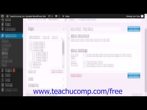 WordPress 4.0 Training Tutorial Custom Menus