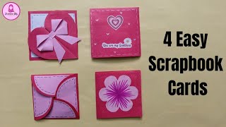 4 Easy Scrapbook Cards Tutorial 💖 | Cute DIY Scrapbook Card Ideas | Mini Cards for Explosion Box