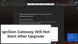 Ignition Gateway Will Not Start After Upgrade