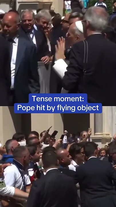 Tense moment as Pope Leo XIV hit by flying object