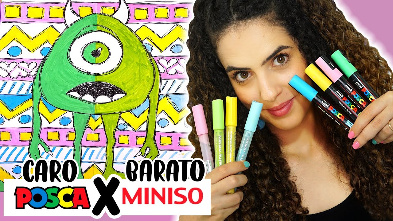 MATERIAL CARO X BARATO: batalha de canetas acrílicas POSCA vs MINISO | Paula Stephania