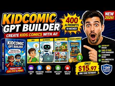 KidComic GPT Builder Review 2026 – 400 AI Comic Prompts + Full PLR Rights