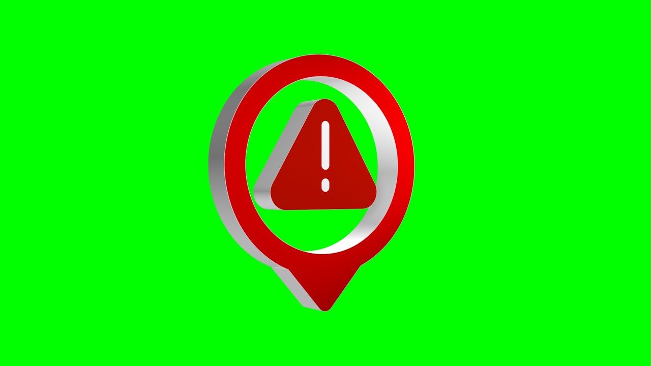 Danger Location 3D Icon Placeholder Animation on Green Screen Background | 4K | NO COPYRIGHT