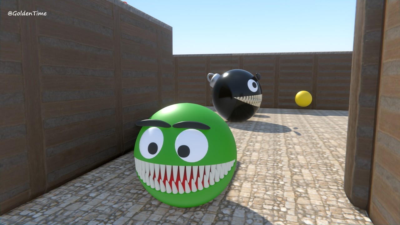 Pacman vs Chain Chomp | Pacman Animation