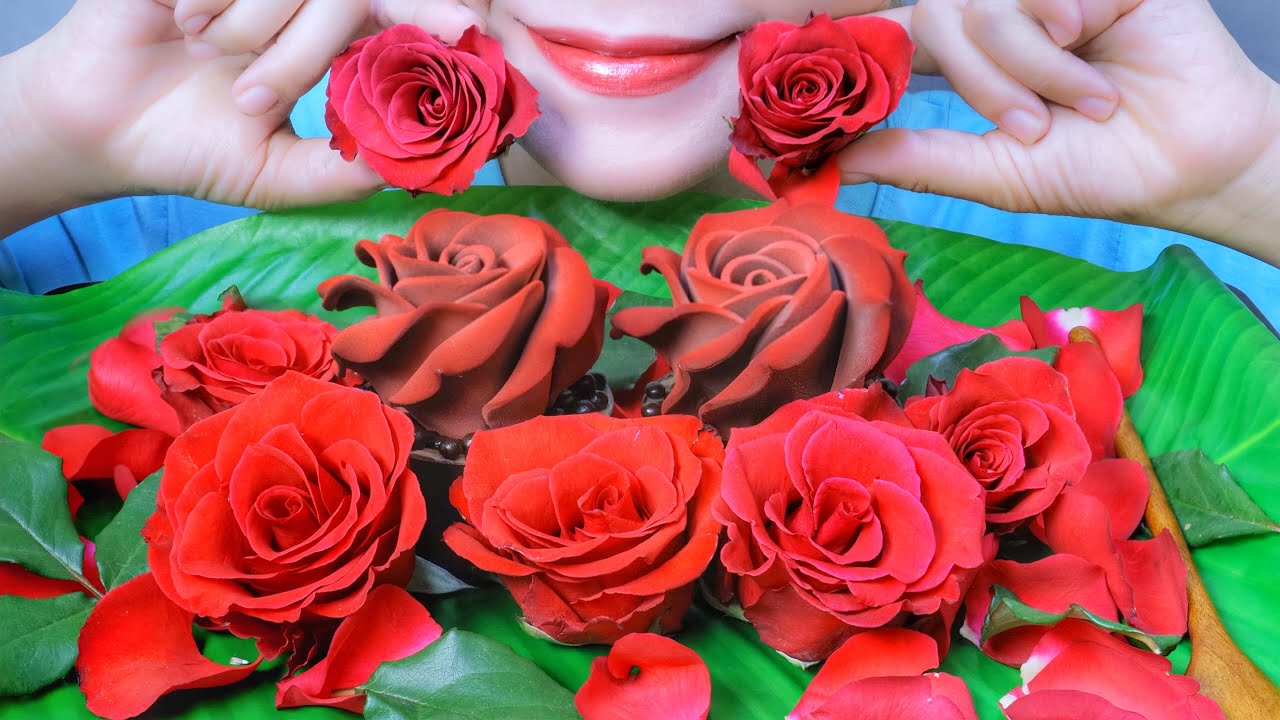 ASMR EATING ROSE MOUSSE CAKE , EATING SOUNDS | LINH-ASMR