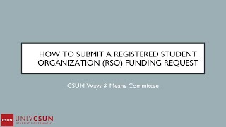 Celebrity UNLV - How to Submit a CSUN Funding Request Profile