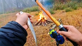PESCA y COCINA aventura y pesca de PEJERREY en el rio. 