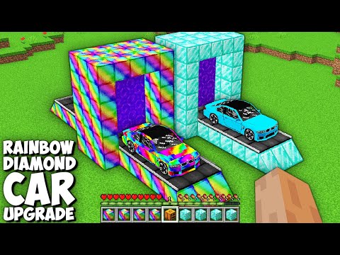 Which CAR IS BETTER RAINBOW VS DIAMOND in Minecraft ? RAINBOW DIAMOND PORTAL for UPGRADE CAR !
