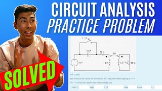 Networks Analysis | Ch.13 Laplace Transform in Circuit Analysis  | P13.37_6ed : The switch in thi...