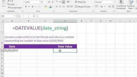 Excel 2016 DATEVALUE function