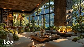 Tranquil Morning Jazz In Forest Living Room | Nature Ambience And Soft Piano Jazz For Relaxation