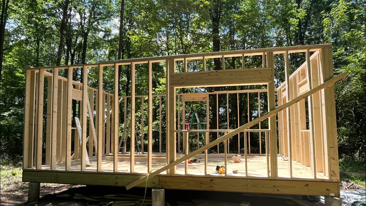 FRAMING WALLS FOR A CABIN|PART 7|OFF GRID CABIN BUILD - YouTube