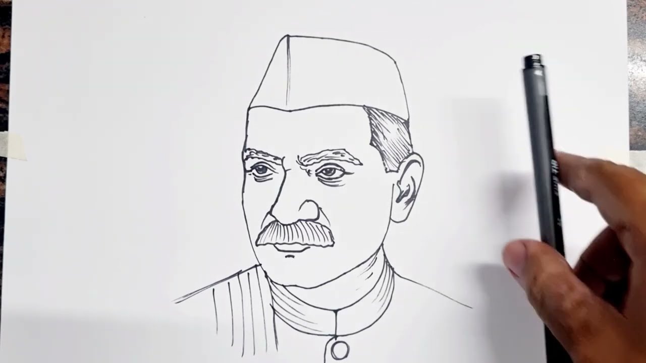 How to draw Rajendra Prasad Drawing step by step || Freedom fighter drawing