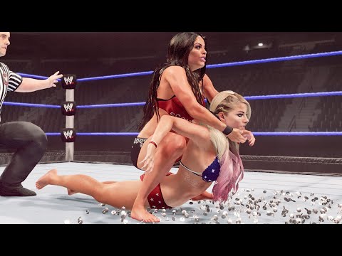 WWE 2k22: Alexa Bliss vs Mandy Rose 2, barefoot submission wrestling