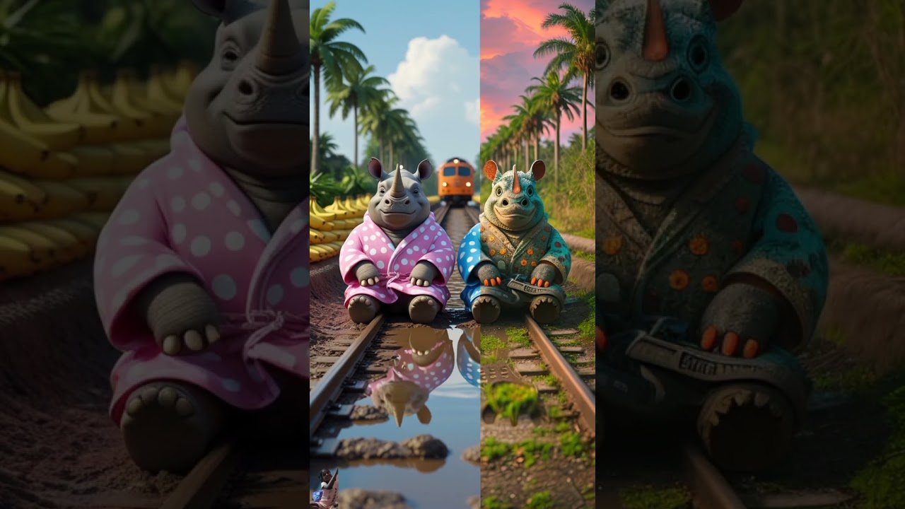 ❤Evolution of Rhino having fun at banana orchard✅