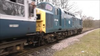 37 109, Hellfire thrash north from Summerseat, ELR 2013
