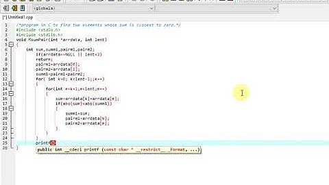 program in C to find two elements whose sum is closest to zero
