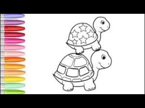 baby glitter cute turtle coloring and drawing for kids toddlers glitter  turtle coloring pages book
