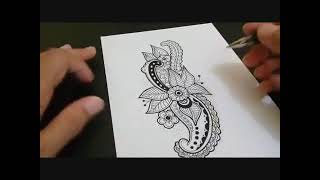 Latihan Menggambar Motif Batik Bunga | Floral Art Drawing