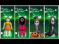 Squid Game vs Spooky Scary Skeletons || Tiles Hop EDM Rush 🎶