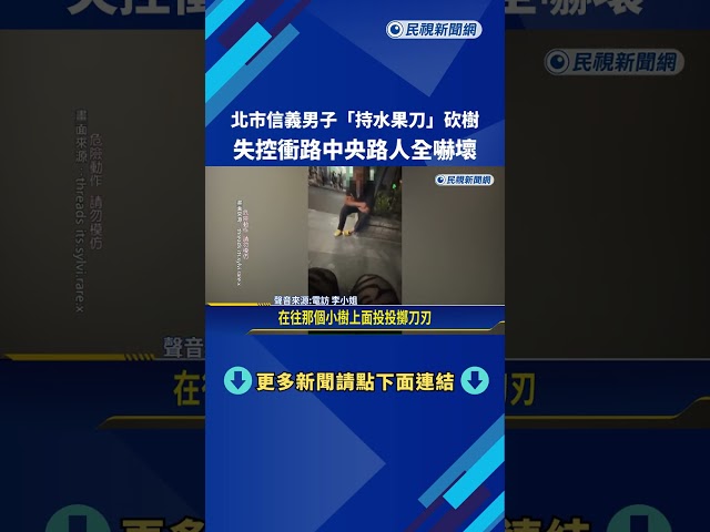 北市信義區男子"持水果刀"砍樹! 失控衝路中央路人嚇壞－民視新聞