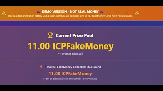 ICLottery Demo by CaffeineAI: Win ICPFakeMoney in Our Decentralized Lottery!