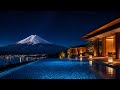 Mt. Fuji Night Pool Ambient | Luxury Japanese Onsen BGM for Sleep &amp; Relaxation
