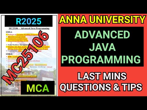 Advanced Java Programming MCA Last Mins Questions💯 | MC25106 Advanced Java Programming| Java | R2025
