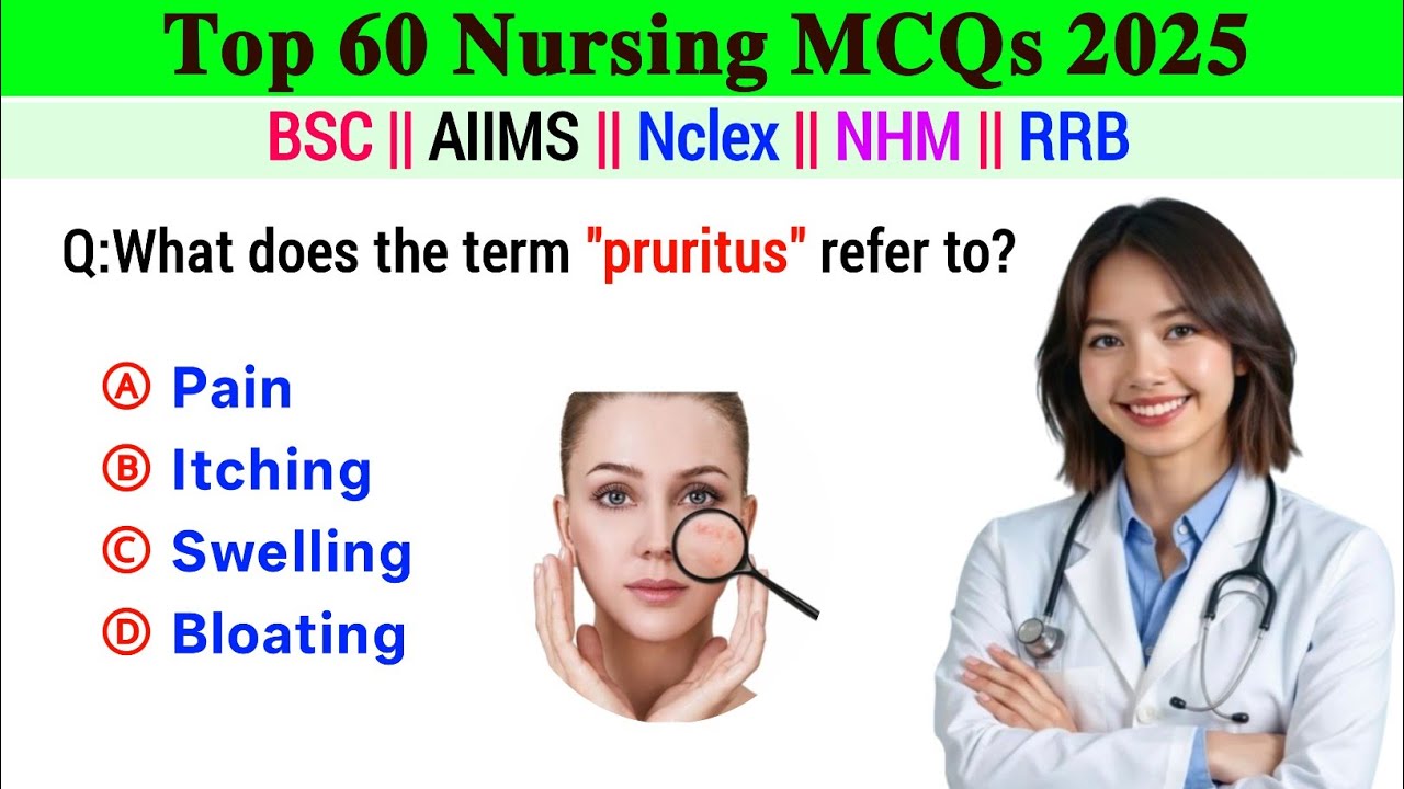 Top 60 Nursing MCQs 2025 | NCLEX, AIIMS, NEET, RRB  , BSC & Nursing Competitive Exam Prep
