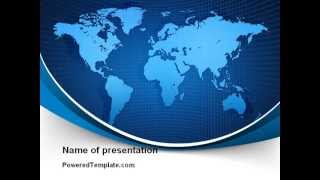 Global Map In Blue PowerPoint Template by PoweredTemplate.com