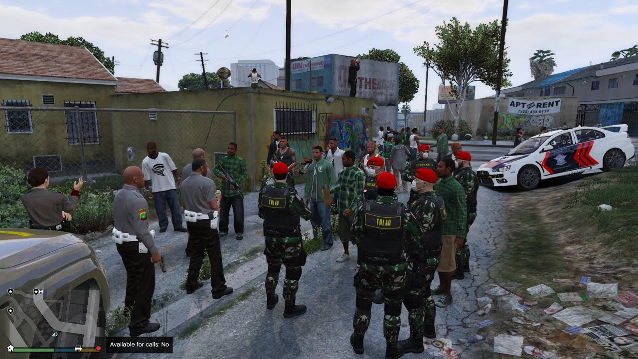 TNI AD Dan Polisi Bubarkan Tawuran Preman! GTA 5 Mod Polisi Indonesia