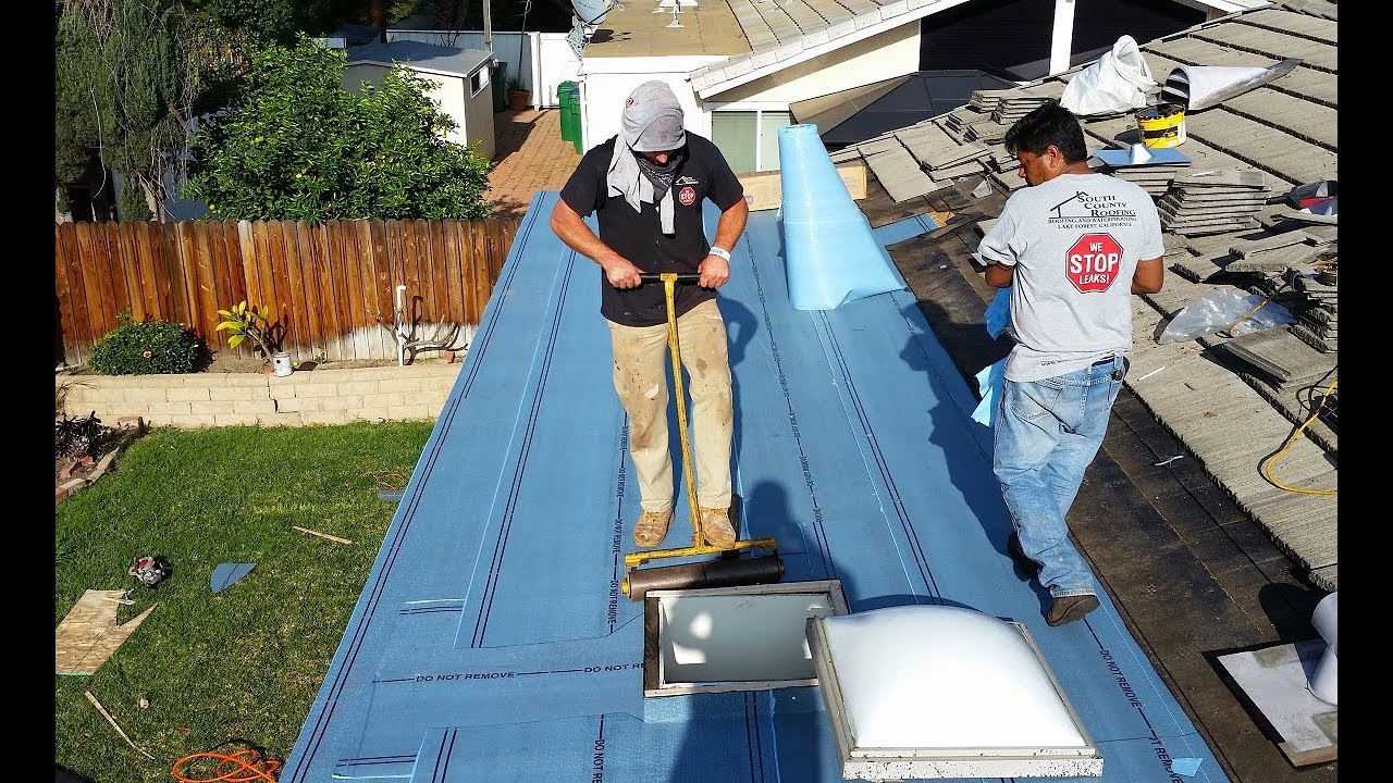 Roofing A Flat Roof With New Pitch And Installation Of  Certainteed Flintastic Roofing