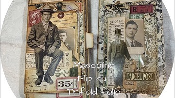 Masculine flip out trifold folio and notebook/journal Tim Holtz ARTYmaze Tracie Fox creative