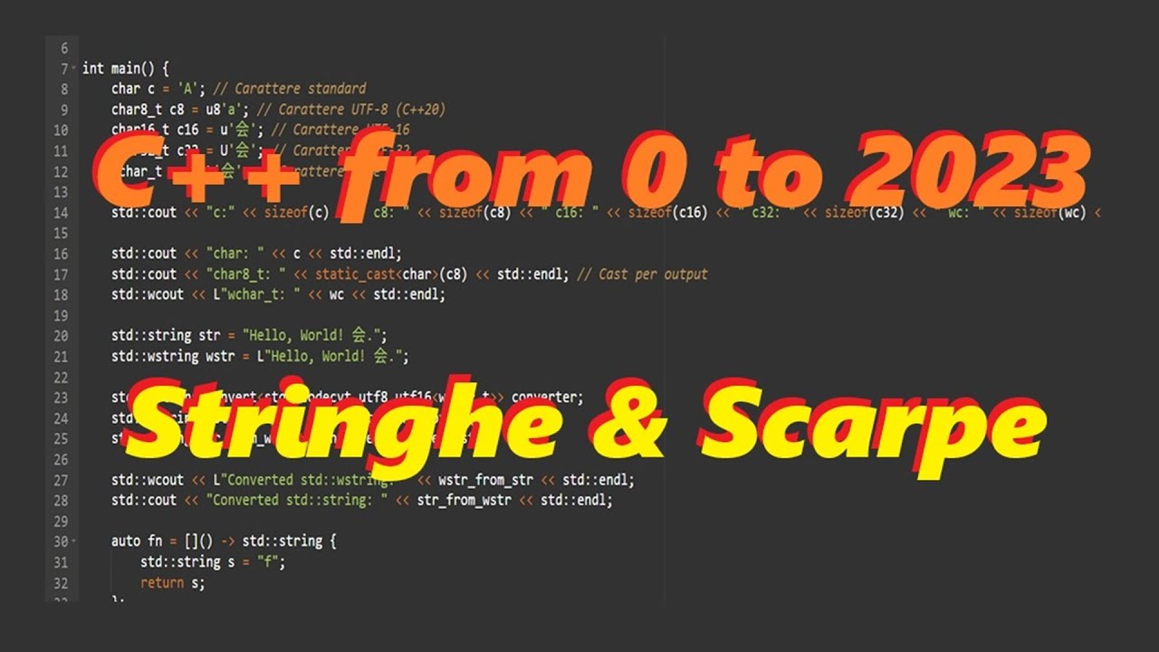 Corso C++ 23 #3 : Domina il C++ Moderno, Tipi di Caratteri e Stringhe ...