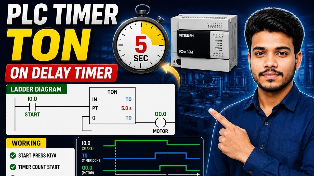 Plc programming using TIMER #plc #electrical #automation - YouTube