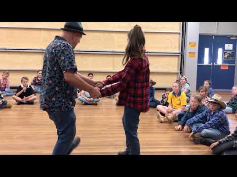 Roger demonstrating the 'Heel n Toe Polka'